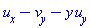 diff(u(x, y, t), x)-(diff(v(x, y, t), y))-y*(diff(u(x, y, t), y))
