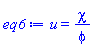 u(x, t) = chi/phi(x, t)