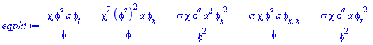 chi*phi(x, t)^a*a*(diff(phi(x, t), t))/phi(x, t)+chi^2*(phi(x, t)^a)^2*a*(diff(phi(x, t), x))/phi(x, t)-sigma*chi*phi(x, t)^a*a^2*(diff(phi(x, t), x))^2/phi(x, t)^2-sigma*chi*phi(x, t)^a*a*(diff(diff(phi(x, t), x), x))/phi(x, t)+sigma*chi*phi(x, t)^a*a*(diff(phi(x, t), x))^2/phi(x, t)^2