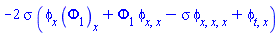-2*sigma*((diff(phi(x, t), x))*(diff(Phi[1](x, t), x))+Phi[1](x, t)*(diff(diff(phi(x, t), x), x))-sigma*(diff(diff(diff(phi(x, t), x), x), x))+diff(diff(phi(x, t), t), x))