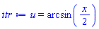 u = arcsin((1/2)*x)