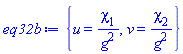 {u(x, t) = chi[1]/g(x, t)^2, v(x, t) = chi[2]/g(x, t)^2}