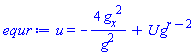 u(x, t) = -4*(diff(g(x, t), x))^2/g(x, t)^2+U(x, t)*g(x, t)^(r-2)