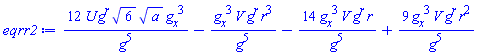 12*U(x, t)*g(x, t)^r*6^(1/2)*a^(1/2)*(diff(g(x, t), x))^3/g(x, t)^5-(diff(g(x, t), x))^3*V(x, t)*g(x, t)^r*r^3/g(x, t)^5-14*(diff(g(x, t), x))^3*V(x, t)*g(x, t)^r*r/g(x, t)^5+9*(diff(g(x, t), x))^3*V(x, t)*g(x, t)^r*r^2/g(x, t)^5