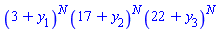 (3+y[1])^N*(17+y[2])^N*(22+y[3])^N