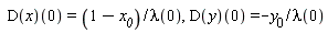 (D(x))(0) = (1-x__0)/lambda(0), (D(y))(0) = -y__0/lambda(0)