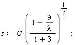 s := C*((1-theta/lambda)/(1+beta))^(1/beta):