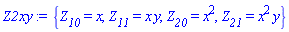 {Z__10 = x, Z__11 = x*y, Z__20 = x^2, Z__21 = x^2*y}
