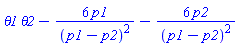theta1*theta2-6*p1/(p1-p2)^2-6*p2/(p1-p2)^2