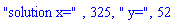 "solution x=", 325, " y=", 52