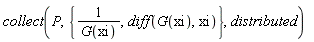 collect(P, {1/G(xi), diff(G(xi), xi)}, distributed)