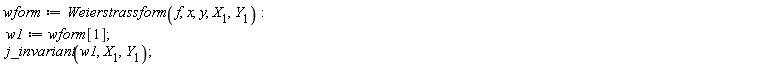 wform := Weierstrassform(f, x, y, X__1, Y__1); w1 := wform[1]; j_invariant(w1, X__1, Y__1)