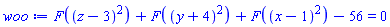 F((z-3)^2)+F((y+4)^2)+F((x-1)^2)-56 = 0