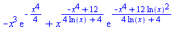 -x^3*exp(-(1/4)*x^4)+x^((-x^4+12)/(4*ln(x)+4))*exp((-x^4+12*ln(x)^2)/(4*ln(x)+4))