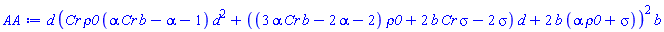 d*(Cr*rho0*(Cr*alpha*b-alpha-1)*d^2+((3*Cr*alpha*b-2*alpha-2)*rho0+2*b*Cr*sigma-2*sigma)*d+2*b*(alpha*rho0+sigma))^2*b