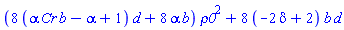 (8*(Cr*alpha*b-alpha+1)*d+8*alpha*b)*rho0^2+8*(-2*delta+2)*b*d