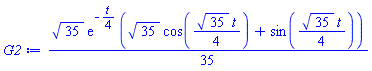 (1/35)*35^(1/2)*exp(-(1/4)*t)*(35^(1/2)*cos((1/4)*35^(1/2)*t)+sin((1/4)*35^(1/2)*t))