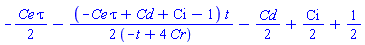 -(1/2)*Ce*tau-(1/2)*(-Ce*tau+Cd+Ci-1)*t/(-t+4*Cr)-(1/2)*Cd+(1/2)*Ci+1/2