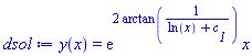 y(x) = exp(2*arctan(1/(ln(x)+c__1)))*x