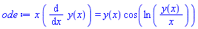 x*(diff(y(x), x)) = y(x)*cos(ln(y(x)/x))