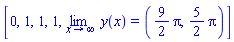 [0, 1, 1, 1, limit(y(x), x = infinity) = ((9/2)*Pi, (5/2)*Pi)]