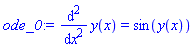 diff(diff(y(x), x), x) = sin(y(x))