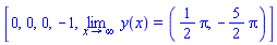 [0, 0, 0, -1, limit(y(x), x = infinity) = ((1/2)*Pi, -(5/2)*Pi)]