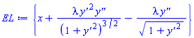 {x+lambda*(diff(y(x), x))^2*(diff(diff(y(x), x), x))/(1+(diff(y(x), x))^2)^(3/2)-lambda*(diff(diff(y(x), x), x))/(1+(diff(y(x), x))^2)^(1/2)}
