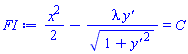(1/2)*x^2-lambda*(diff(y(x), x))/(1+(diff(y(x), x))^2)^(1/2) = C