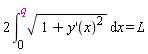 2*(int(sqrt(1+(diff(y(x), x))^2), x = 0 .. q)) = L