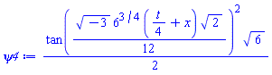 (1/2)*tan((1/12)*(-3)^(1/2)*6^(3/4)*((1/4)*t+x)*2^(1/2))^2*6^(1/2)