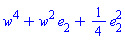 w^4+w^2*e[2]+(1/4)*e[2]^2