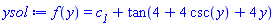 f(y) = c__1+tan(4+4*csc(y)+4*y)