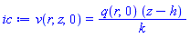 v(r, z, 0) = q(r, 0)*(z-h)/k
