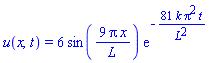 u(x, t) = 6*sin(9*Pi*x/L)*exp(-81*k*Pi^2*t/L^2)