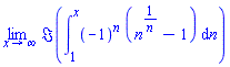 limit(Im(int((-1)^n*(n^(1/n)-1), n = 1 .. x)), x = infinity)