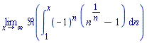 limit(Re(int((-1)^n*(n^(1/n)-1), n = 1 .. x)), x = infinity)