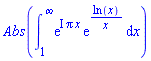 Abs(int(exp(I*Pi*x)*exp(ln(x)/x), x = 1 .. infinity))